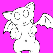 Cat-vampire hybrid monster coloring page
