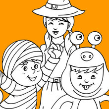 Mummy, Monster and Witch coloring page