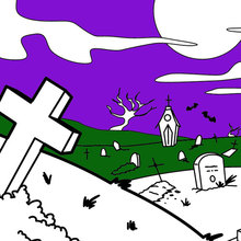 Scary graveyard coloring page