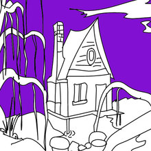 Dreadful haunted manor coloring page