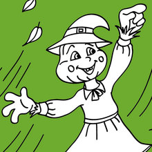 Happy Halloween scarecrow coloring page