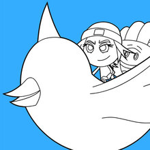 Jailbreak and Hi-5 fly through the air on the Twitter bird coloring page