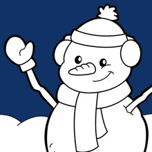Happy Christmas snowman coloring page