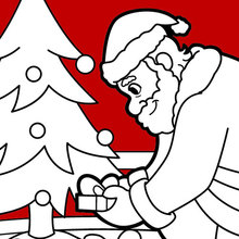 Santa delivering presents coloring page