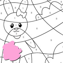 Bunny on the meadow Color by number coloring page