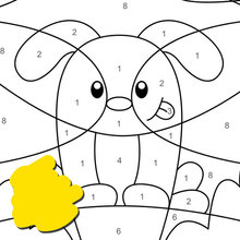 Dog sits in the garden Color by number coloring page
