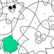 Happy starfish in the ocean Color by number coloring page