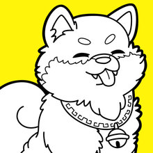 The dog smiles for the new year coloring page