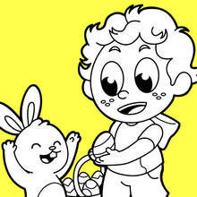 Searching for easter eggs coloring page