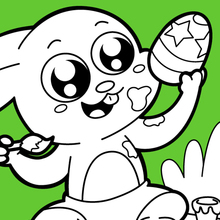 The easter bunny is painting the eggs coloring page