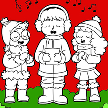 Children Sing in Christmas coloring page