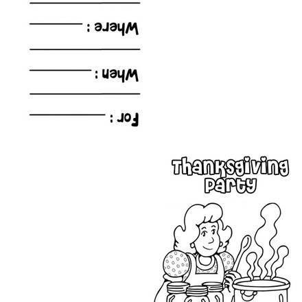 THANKSGIVING Invitations - 11 printables to color and fold into fourths