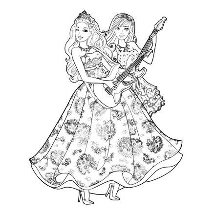 Barbie THE PRINCESS & THE POPSTAR coloring pages - coloring for girls
