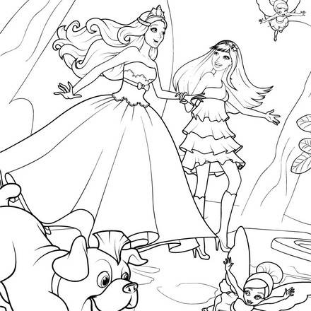 Barbie THE PRINCESS & THE POPSTAR coloring pages - coloring for girls