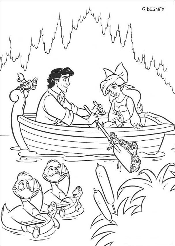 Ariel and prince eric on a boat coloring pages - Hellokids.com