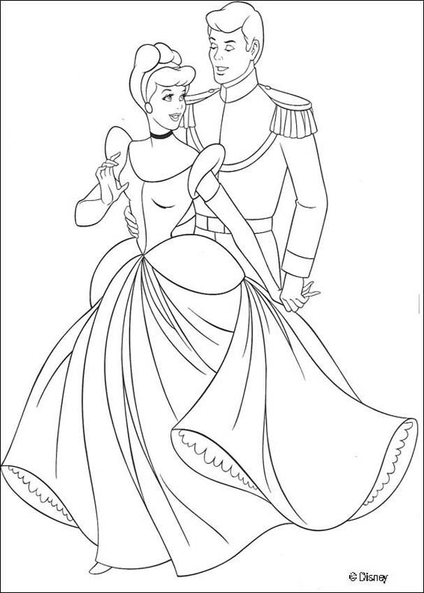 Cinderella and the prince coloring pages - Hellokids.com