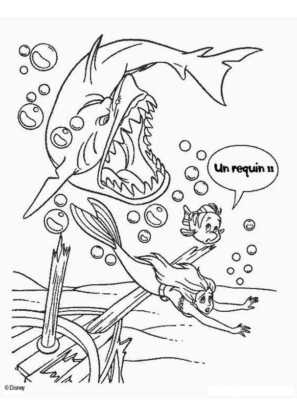 A Shark With A Mermaid And A Person Coloring Pages 1
