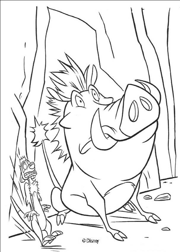 Terrified pumbaa and timon coloring pages - Hellokids.com