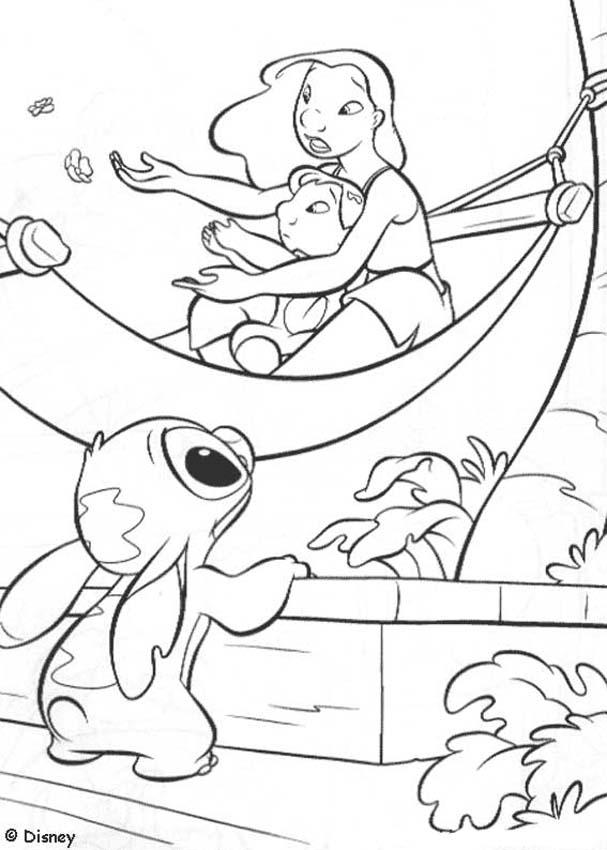 Lilo and stitch in the hammock coloring pages - Hellokids.com