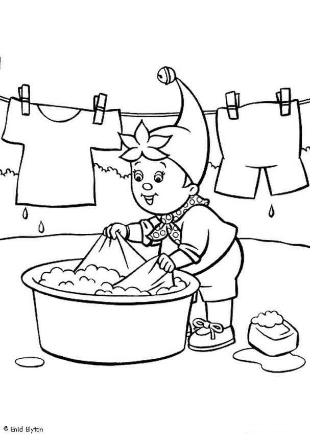 Gambar Noddy Hand Washing Clothes Coloring Pages Hellokids Page Baby di ...
