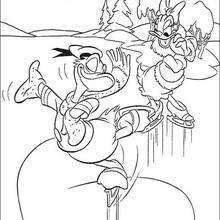 Donald Duck is skating with daisy Duck - Coloring page - DISNEY coloring pages - Donald Duck coloring pages