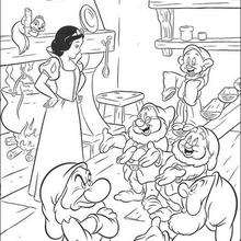 Snow White with the dwarfs coloring page