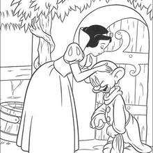 Snow White with Dopey - Coloring page - DISNEY coloring pages - Snow White and the seven dwarfs coloring pages