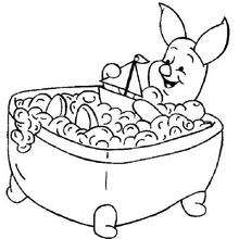 Piglet in the bath coloring page