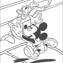 Donald duck is playing basketball coloring page