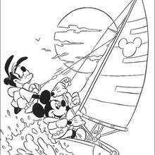 Mickey Mouse and Goofy Goof are sailing - Coloring page - DISNEY coloring pages - Mickey Mouse coloring pages