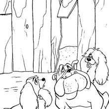 Lady, Peg and Bull - Coloring page - DISNEY coloring pages - Lady and the Tramp coloring book pages