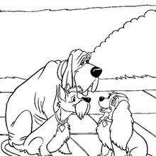 Lady, Trusty and Jock - Coloring page - DISNEY coloring pages - Lady and the Tramp coloring book pages