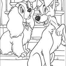 Tramp talking to Lady coloring page