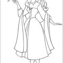 Princess Aurora with a bird coloring page