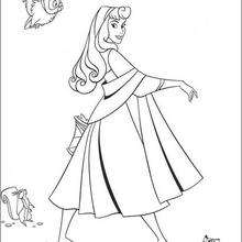 Princess Aurora with animals - Coloring page - DISNEY coloring pages - Sleeping Beauty coloring pages