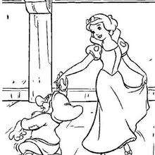 Snow White dancing with a dwarf coloring page
