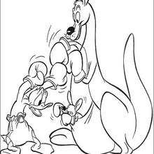 Donald Duck is boxing with a kangaroo coloring page
