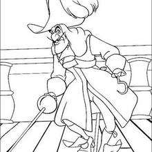 Captain Hook on his boat coloring page