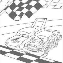Cars: racing between Chick Hicks and The King - Coloring page - DISNEY coloring pages - Cars coloring pages