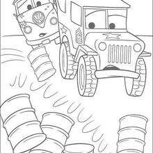 Cars: VW Bus and military jeep - Coloring page - DISNEY coloring pages - Cars coloring pages