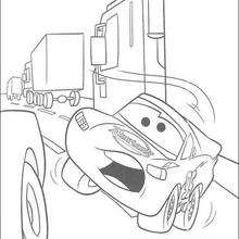 Cars: Lightning Mc Queen in the city - Coloring page - DISNEY coloring pages - Cars coloring pages