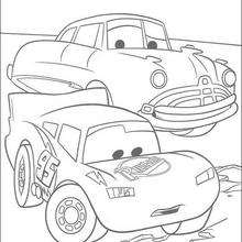 Lightning Mc Queen and Doc Hudson coloring page