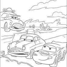 McQueen and Doc Racing coloring page