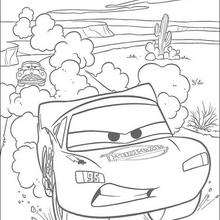 Cars: Lightning Mc Queen racing - Coloring page - DISNEY coloring pages - Cars coloring pages