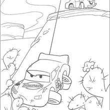 Cars: Mater saving Lightning Mc Queen - Coloring page - DISNEY coloring pages - Cars coloring pages