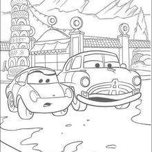 Cars in the city coloring page