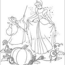 Cinderella with the fairy Godmother - Coloring page - DISNEY coloring pages - Cinderella coloring book pages
