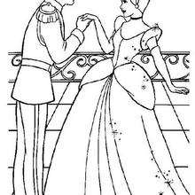 Cinderella with the prince charming - Coloring page - DISNEY coloring pages - Cinderella coloring book pages