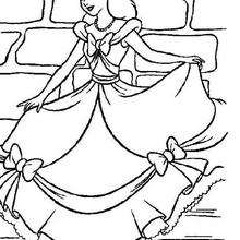 Cinderella dreaming of dancing at the ball coloring page