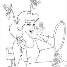 Cinderella and mirror coloring page